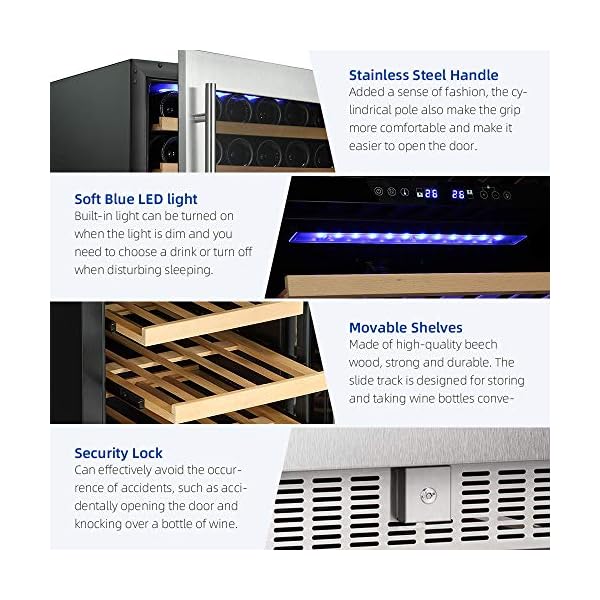 Joy-Pebble-Wine-Cooler-28-Bottle-Dual-Zone-Built-in-Wine-Cellar-with-Stainless-Steel-Double-Layer-Tempered-Glass-Door-and-Temperature-Memory-Function