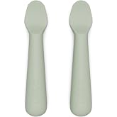 Lalo Little Spoon 2 Piece Set, Non-Toxic Baby Spoons for Infants and Babies | Silicone Baby Spoons, Baby Feeding Utensils for Starting Solids, Baby Led Weaning, BPA-Free, Dishwasher Safe, Sage