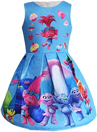 KIDHF Trolls Little Girl Princess Cartoon Party Princess Dress