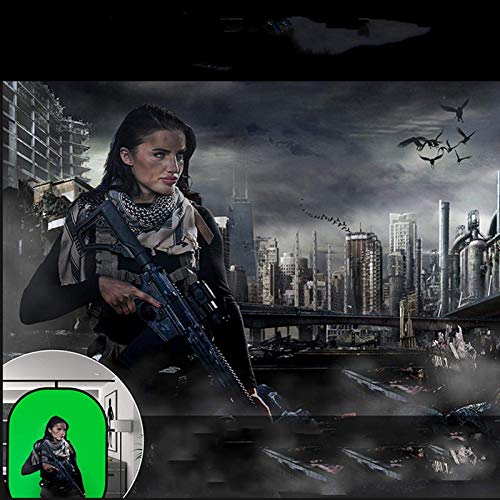 LOMTAP Photography Backdrop 2 in 1 Green Blue 5ft x 6.5ft Collapsible