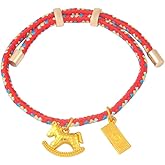 tenghong2021 2026 New Year of the Horse Bracelet Good Protection Bracelets Feng Shui Red Adjustable Braided Rope Bracelet Lucky Charm for Women Men Chinese Animal New Year Gift