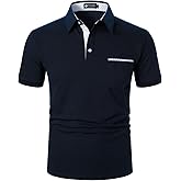 STTLZMC Men's Polo Shirt Short Sleeve Fashion Diagonal Strips Collar Classic Casual T-Shirt with Pocket
