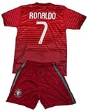 FWC 2014 Portugal Kids Home Jersey & Short #7 RONALDO Youth Sizes (L (Ages 8-9))
