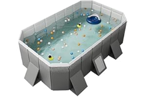 Rectangular Outdoor Backyard Family Pool, Portable Swimming Pool, Foldable Swimming Pool for Family Fun and Relaxation (Color