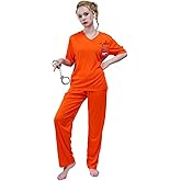Orange Prison Inmate Costume, Halloween women's prison uniforms, Department of Corrections Uniform Set, Adult Size