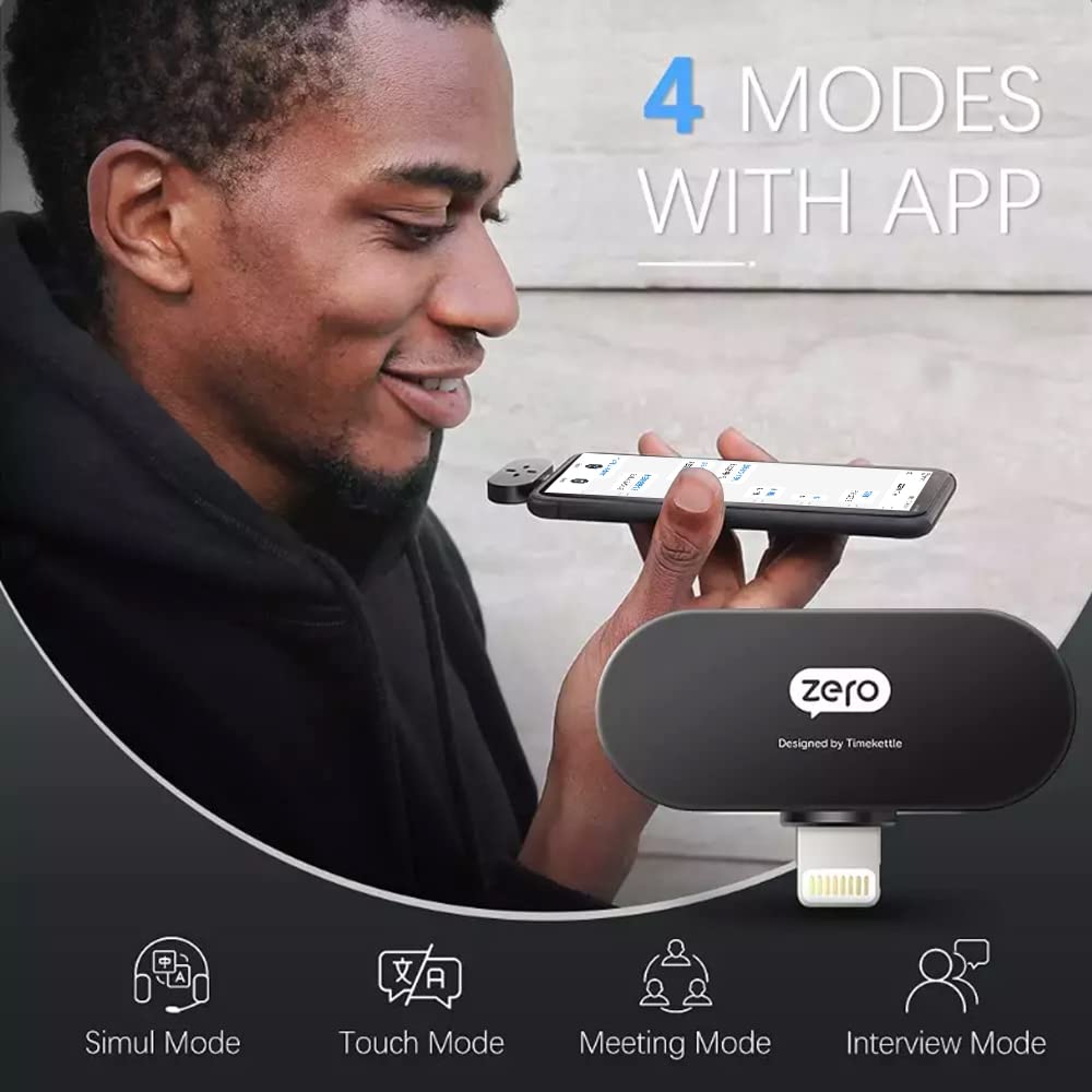 Timekettle Zero Language Translator Device – Supports 40 Languages & 93 Accents Mini Size Voice Translator & Voice Recorder for Traveling Learning Business for iOS (Not Suitable for iPhone15)
