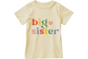 GEOYUNE Big Sister Shirt for Baby Girls Cotton T-Shirt Short Sleeve Tops Toddler Baby Announcement Tees Outfits 1-7 Years