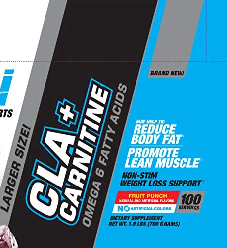 BPI Sports Cla + Carnitine - Conjugated Linoleic Acid - Weight Loss Formula - Metabolism, Performance, Lean Muscle - Caffeine Free - for Men & Women - Fruit Punch - 100 Servings - 1.5lbs Larger Size