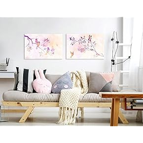 Watercolor Style Painting of Pink Birds and Tree...