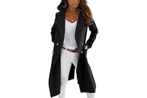 CHARTOU Women Elegant Double Breast Wool Blend Pea Coat Winter Long Coats Jacket Overcoat
