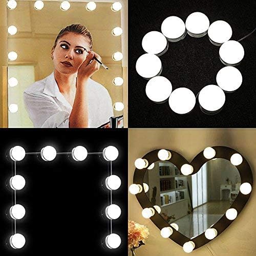 uniwood Led Vanity Mirror Lights Kit with 10 Bulds (not Include mirrior),2w Dimmable Light Fixture Strip for Bathroom Dressing Cosmetic Mirror Table