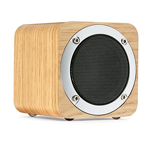 Bluetooth Speaker Wood, HENZIN Wireless Bluetooth 4.0 Wooden Speaker with FM Radio, 1800mAh Rechargeable Battery, 10 Hours Play Time, Computer Speaker with Enhanced Bass Resonator