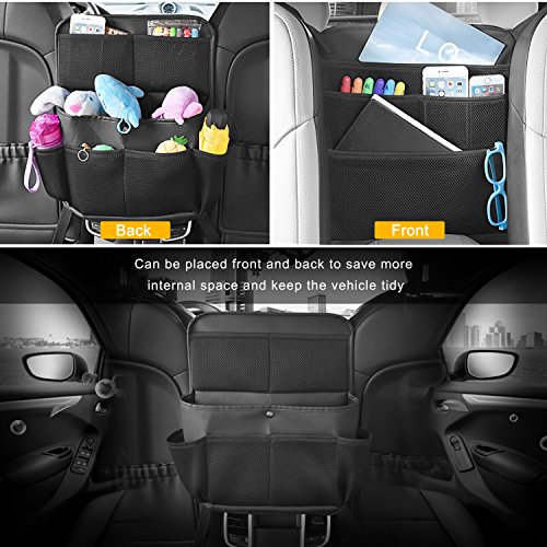 TOCGAMT Car Seat Organizer, Car Organizer Back Seat PU Leather Backseat Organizer Double-Side Between Seats for Kids -1Pack
