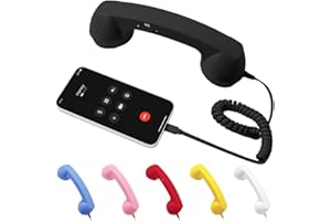 AIIONP Retro Phone Handset, 2026 New Vintage Retro Telephone Handset Cell Phone Receiver MIC Microphone, Classic 90s Old School Telephone Wired Handsets for All Cell Phones (Black, Type-C)