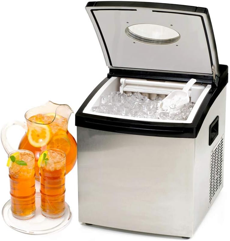 Commercial Grade Crystalclear Ice Maker, Countertop Stainless Steel Ice Cube Machine, Including