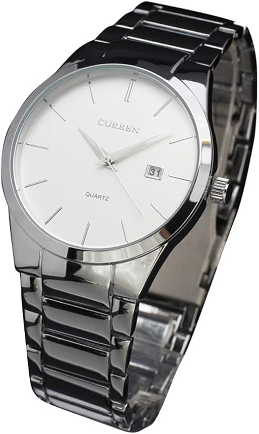 curren black metal analog watch