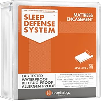 HOSPITOLOGY PRODUCTS Sleep Defense System - Zippered Mattress Encasement - Full/Double - Hypoallergenic - Waterproof - Bed Bug & Dust Mite Proof - Stretchable - Standard 12