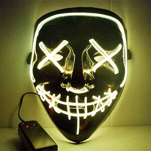 Halloween Purge Mask LED Mask for Adults, Scary Light Up Mask for Halloween Carnival Carnival Party Costume Cosplay Decoration with 4 Flash Modes (Yellow)