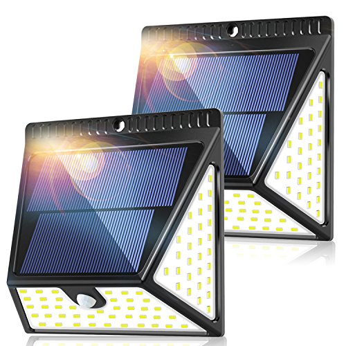 82 LEDs Solar Motion Sensor Lights Outdoor, ZOOKKI Super Bright Waterproof Solar Powered Wall Lights Outside, Wireless Security Lights Night Light for Garden Fence Deck Yard Garage Driveway-2 Pack