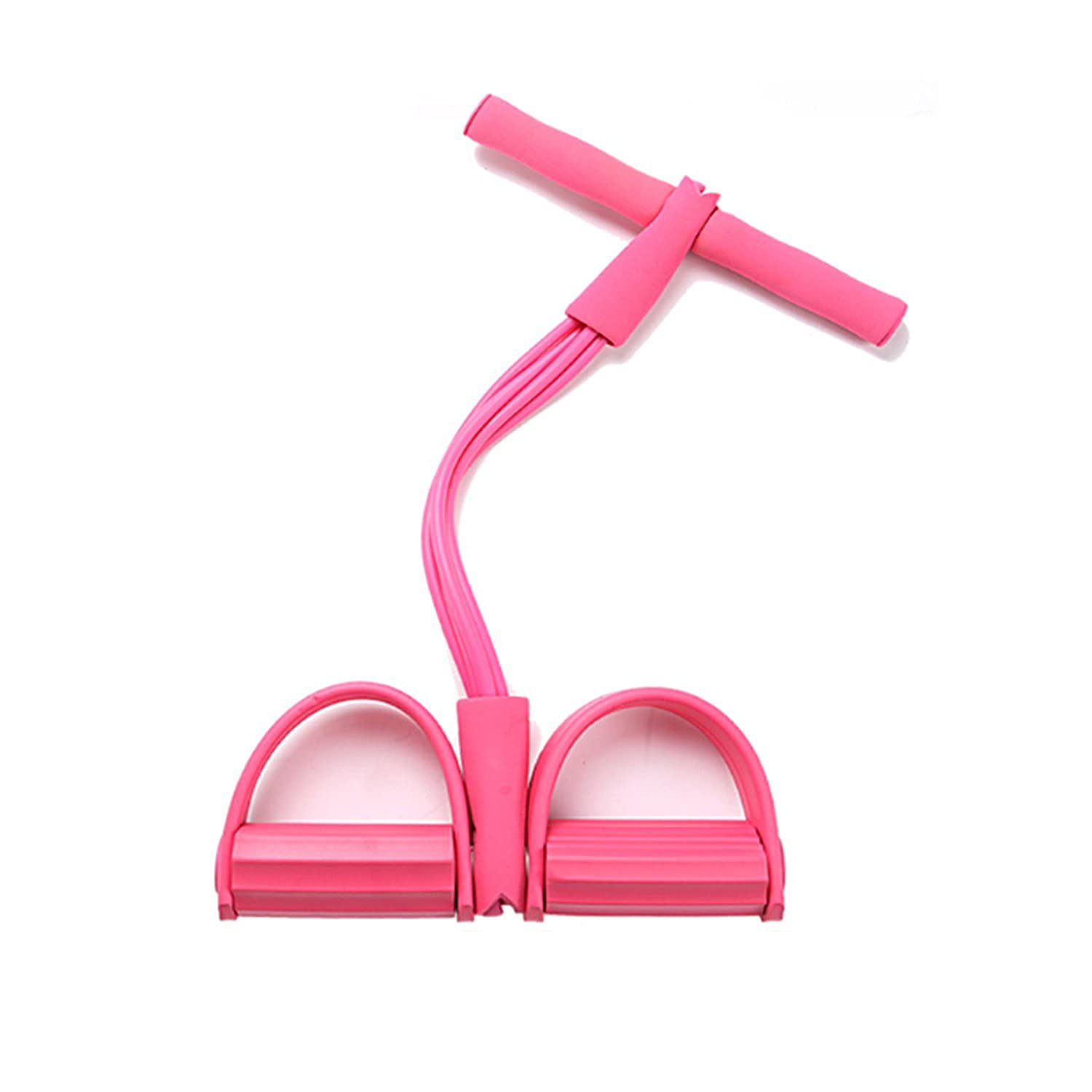 Multi Function Tension Rope, Sit- Up Bodybuilding Equipment, 4 Tube Leg Exerciser, Yoga, Fitness, Home, Gym Equipment for Women/Men, PINK
