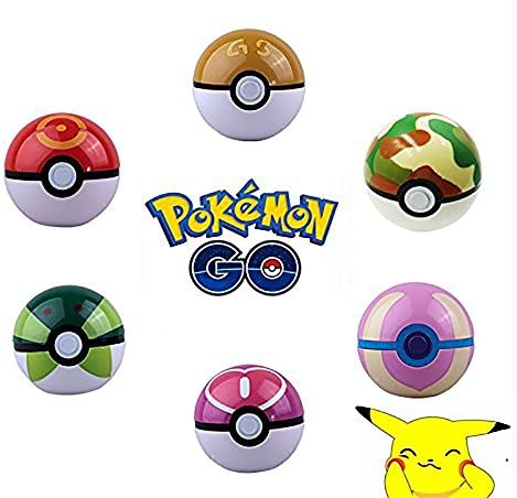 INNOL Pokemon Toys Random Plastic Pokeballs with Super Anime Figures 4 Packs