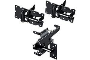 skysen Carbon Steel Self Closing Vinyl Fence Single Gate Hinge and Latch Hardware Kit -2 Hinges and 1 Latch (Single Gate Kit-cs)