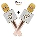 2 Mics in 1 Set Karaoke Microphone Wireless Handheld Mic Bluetooth Speaker for Apple iPhone Android Samsung Smartphone iPad PC Smart TV Home KTV (2 Microphone Set)