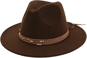 CCAKXCJJ Wide Brim Fedora Hats for Women Men Felt Fedora Hats for Women Classic Jazz Hat Panama Hat with Belt