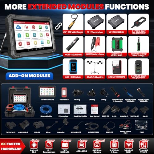 LAUNCH X431 PRO3S+ Elite SmartlinkC2.0 J2534 Car Diagnostic Case Bi-Directional Topology OE, 60+ Maintenance ECU Coding Remote Diagnostic Intelligent CANFD/DOIP/J2534