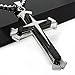 JK-Happy Nurbo Men's Stainless Steel Cross Pendant Chain Necklace (Black)