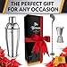 Cocktail Shaker Set Gift Box - 24 oz Stainless Steel Martini Mixer w/built-in Strainer - Double Jigger - Mixing Spoon - Recipe book by Blossom Wave