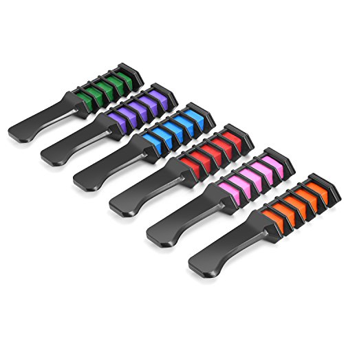 Ameauty CH02 Temporary Bright Hair Chalk Set - Built in Sealant, 6 Colors Non-Toxic Washable Hair Color Comb for Party Cosplay DIY - Thumbnail 3
