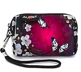 AUPET Digital Camera Case Bag Pouch Coin Purse with Strap for Sony Samsung Nikon Canon Kodak,Purple Butterfly Design