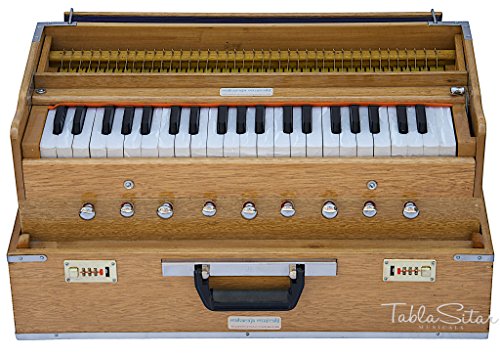 MAHARAJA Folding Harmonium 9 Stopper - Safri - 3Â½ Octave - With Coupler, Comes with Book & Bag - Tuned to A440 (PDI-AHH)