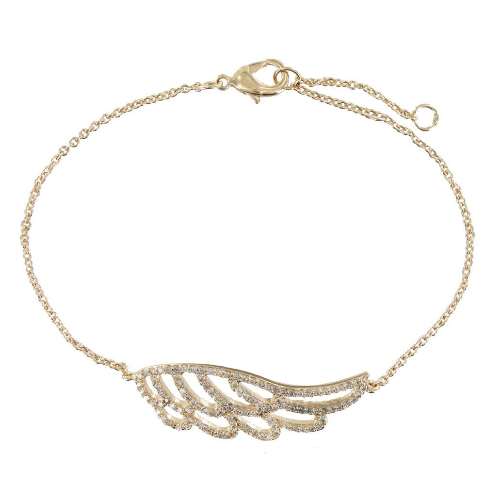 LES POULETTES BIJOUX - Gold Plated Bracelet Angel Wing and Rhinestones