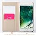 iPhone 8 Plus Case, iPhone 7 Plus Case, Premium Leather PU Flip Folio Wallet Case View Window Stand Kicstand Card Holder Magnetic Closure TPU Bumper Cover Slim Leather Case Feitenn - Champagne Gold