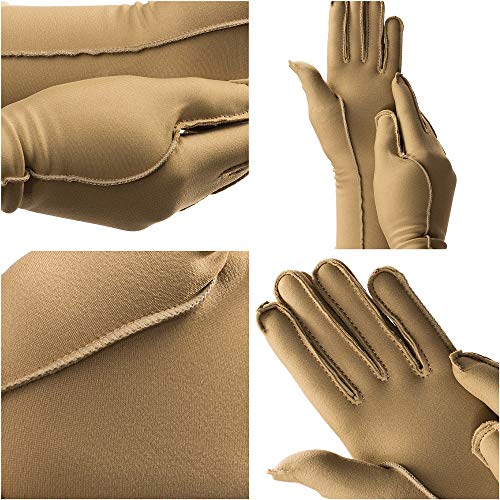 isotoner 21393 Therapeutic Gloves, Left, Full Finger, Medium, Camel