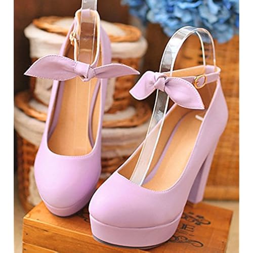 lavender chunky heels