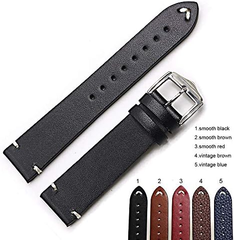 Fashion Quality Watch Straps 20 P-R-C 22 24mm Wholesale New Style Cowhide Smooth Vintage Leather Black Brown Blue Red Watch Band Strap Belt Polish Buckle Free