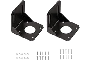 HIKUDIY Nema17 Stepper Motor Mounting Bracket Alloy Steel L-Shape Fixed Seat for 42mm Stepper Motor with Screws and Nuts, 2PCS