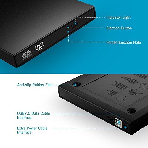 External CD Drive,YUDEG USB 2.0 External DVD Drive Optical DVD RW with CD-RW Burner Drive DVD Recorder DVD Reader For Laptop Desktop