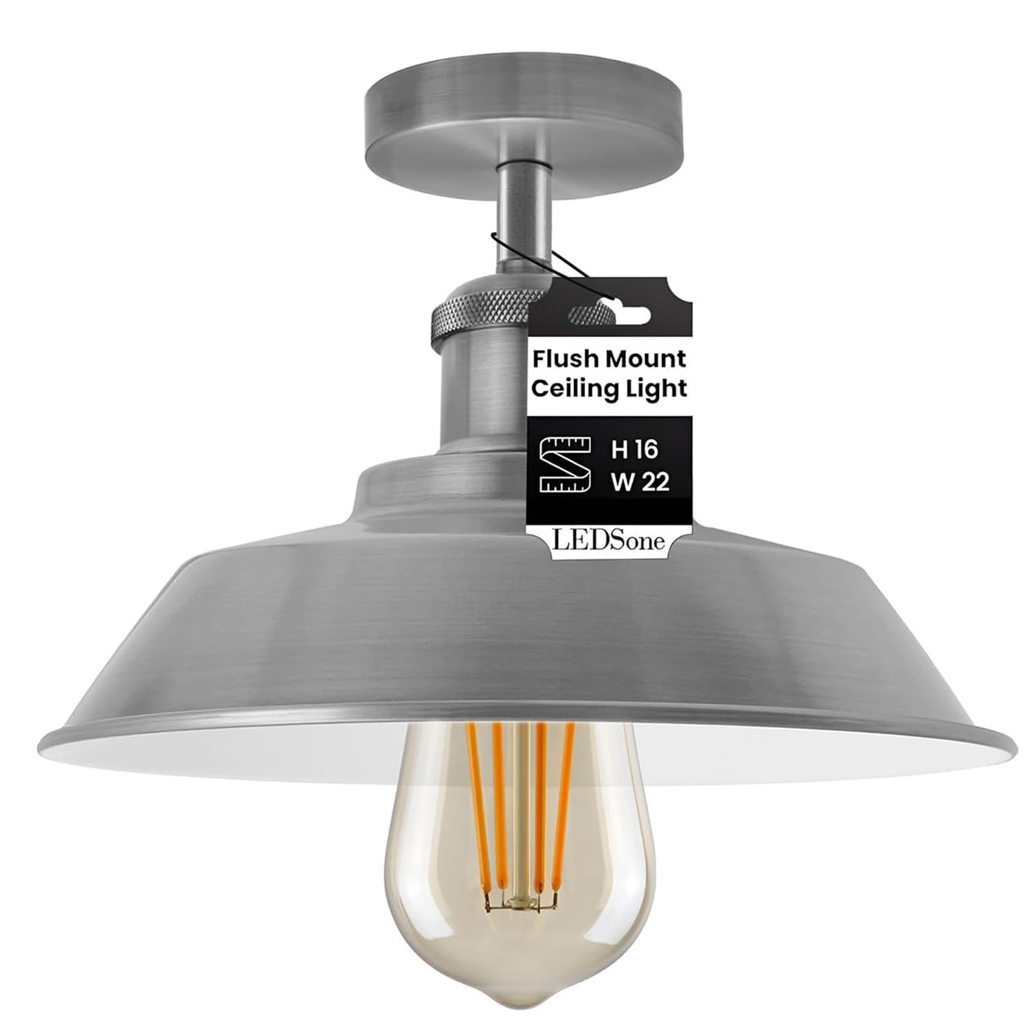 LEDSone Semi Flush Mount Vintage Industrial Ceiling Light Industrial Metal Lampshade Ceiling Light Mini Pendant Lighting for Farmhouse Porch Kitchen