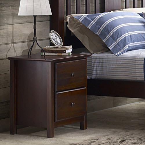 Grain Wood Furniture Shaker 2-drawer Cherry Solid Wood Nightstand Includes our Exclusive Decorating eBook