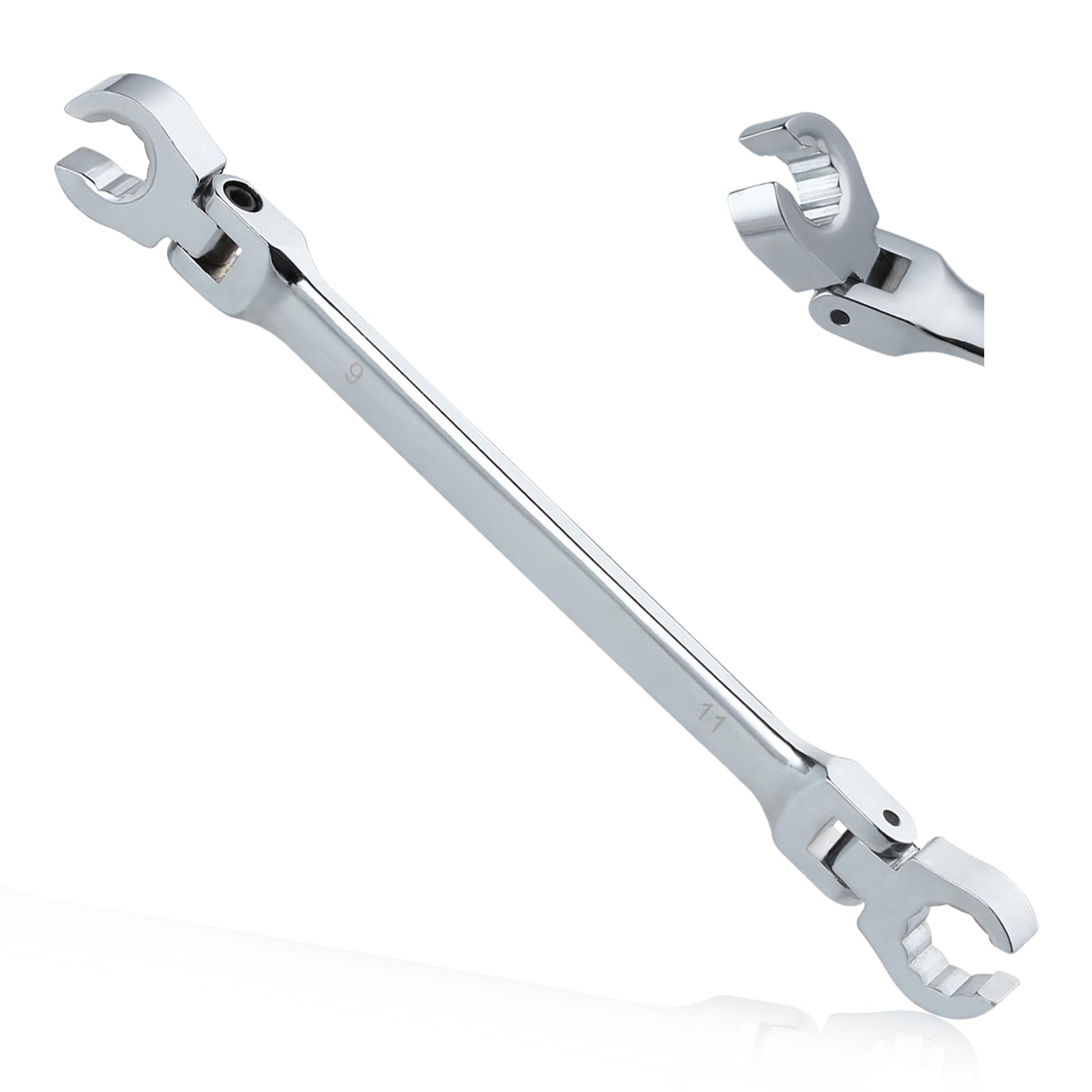 GOLD DEER Flex Head Flare Nuts Wrench 9 * 11mm Flare Nuts Wrench Set Metric Flares Tool Double Flexible Flares Nut Line Wrench Flex Tools 40Cr for Automotive Repairs Plumbing Repairs