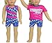Sophia's 18 Inch Doll Gymnastic Outfit Blue Star Print Biketard with Hot Pink Gymnastics Rocks Tee