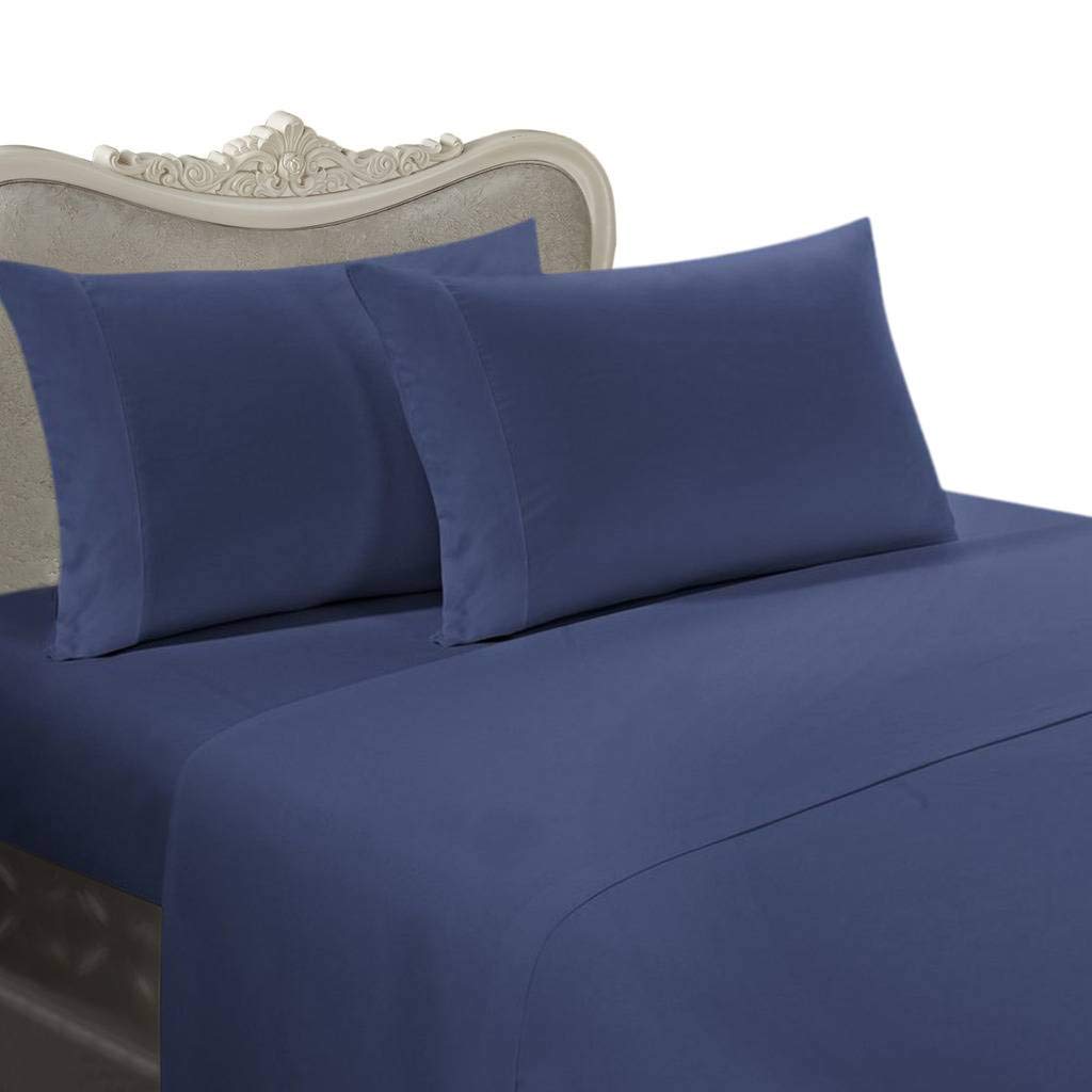 Luxurious 1500 Thread Count Egyptian Cotton 4 Piece Bed Sheet Set, Queen, Navy Solid (by Egyptian Co
