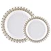 60PCS Heavyweight White with Gold Rim Wedding Party Plastic Plates,Dinnerware Sets.30-10.25inch Dinner Plates and 30-7.5inch Salad Plates -WDF (White/Gold Forest)