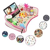DMoose Kids Travel Activity Tray - Non-Flimsy, Tablet Holder, Strong Buckles, Sturdy Side Walls & Padded Base - Waterproof Snack, Play, Learn & Organize Lap Desk for Car Seats, Strollers & Air Travel
