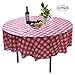 YUEKUI 10 Pack Plastic Table Covers-Red & White Gingham Checkered Tablecloth -Plastic Picnic Covers (Round 70.8 inch)