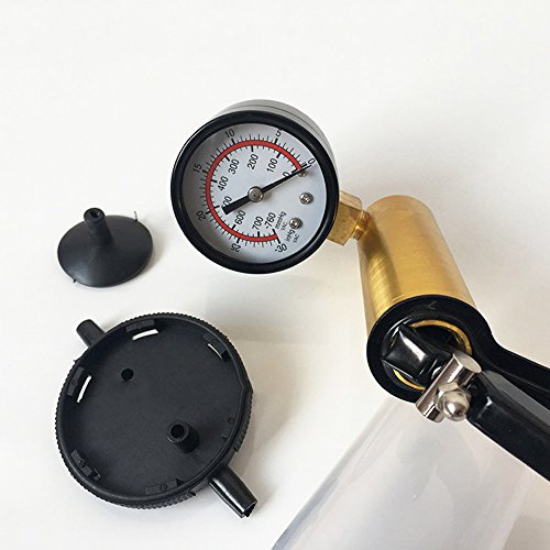 LUBAN Hand Held Vacuum Pump Tester Set Vacuum Gauge with Hoses Connector Oil Suction Gun Tester for Automobile (Blue)